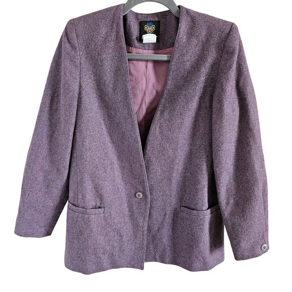 Panter Woman Size 10 Vintage Wool Blend Jacket One Button Blazer Classic Lilac - Picture 1 of 8